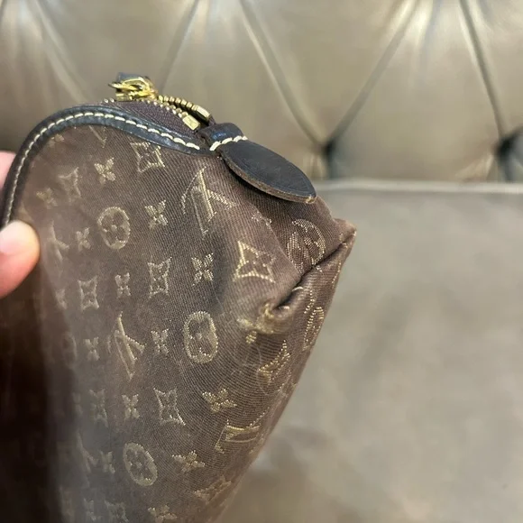 Louis Vuitton Cosmetic Bag Brown Denim Mini Lin Idylle Monogram Pouch Clutch